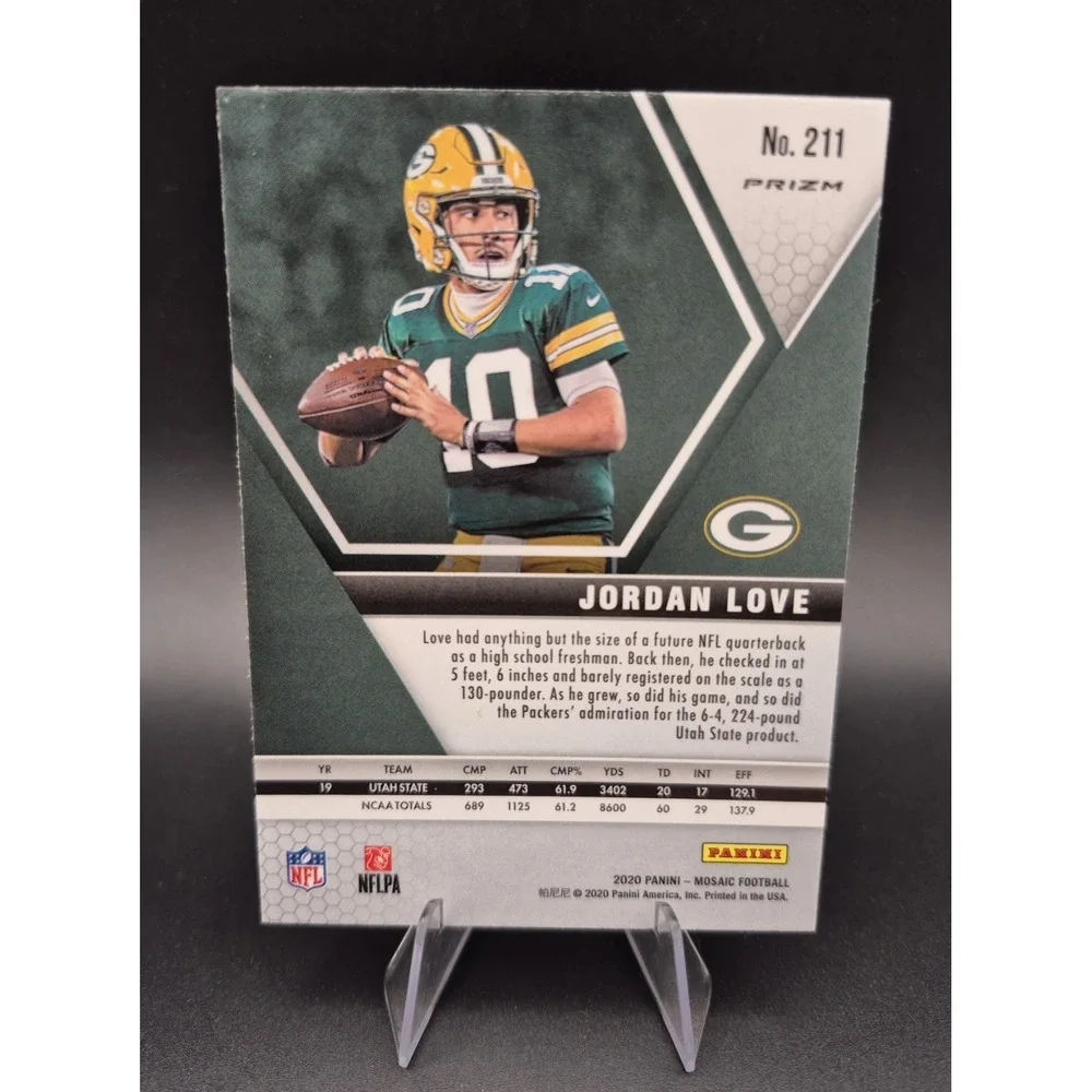 2020 Panini Mosaic Jordan Love #211 Rookies Mosaic Reactive‎ Gold Prizm (RC)